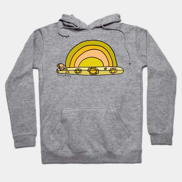 Single Fin Longboard Radiating Good Vibes Hoodie by surfybirdy